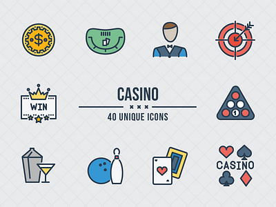aami flat: Casino alcohol billiard blackjack bowling cards casino coin flat gambling icons poker winnner