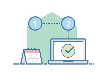 Easy-to-do Implementation calendar checkmark done easy flat icon implementation integration laptop steps success