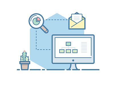 Data Analysing analytics cactus data email flat icon outline scheme screen statistics