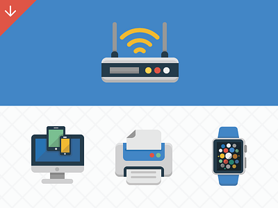 ikooni flat: Devices devices icons ipad iphone iwatch laptop mac printer router smart watch watch wifi