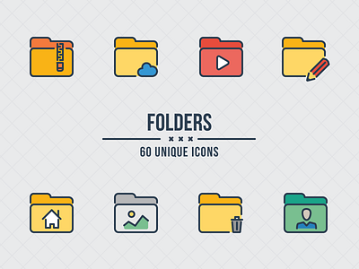 aami flat: Folders archieve cloud directory folder folders gallery home icons main profile trash bin video