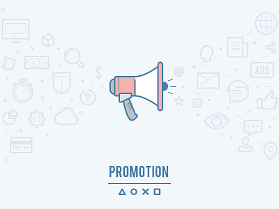 webina: Promotion illustration blogging communication education feedback icons mail marketing megaphone monitization promotion seo social netowrk