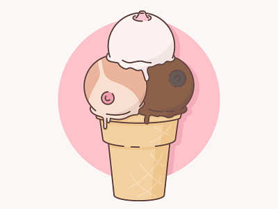 Melting! balls boobs breast cream desert ice icecream lick niple sex tits waffles