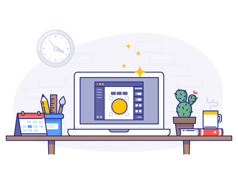 Welcome to Vectr! work time coffee cactus calendar book vectr vector space working desktop laptop