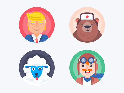 Avatars: Random avatar avatars bear faces hero icon pilot politics russia russian sheep trump