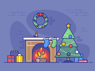 Christmas Fireplace designs, themes, templates and downloadable graphic  elements on Dribbble