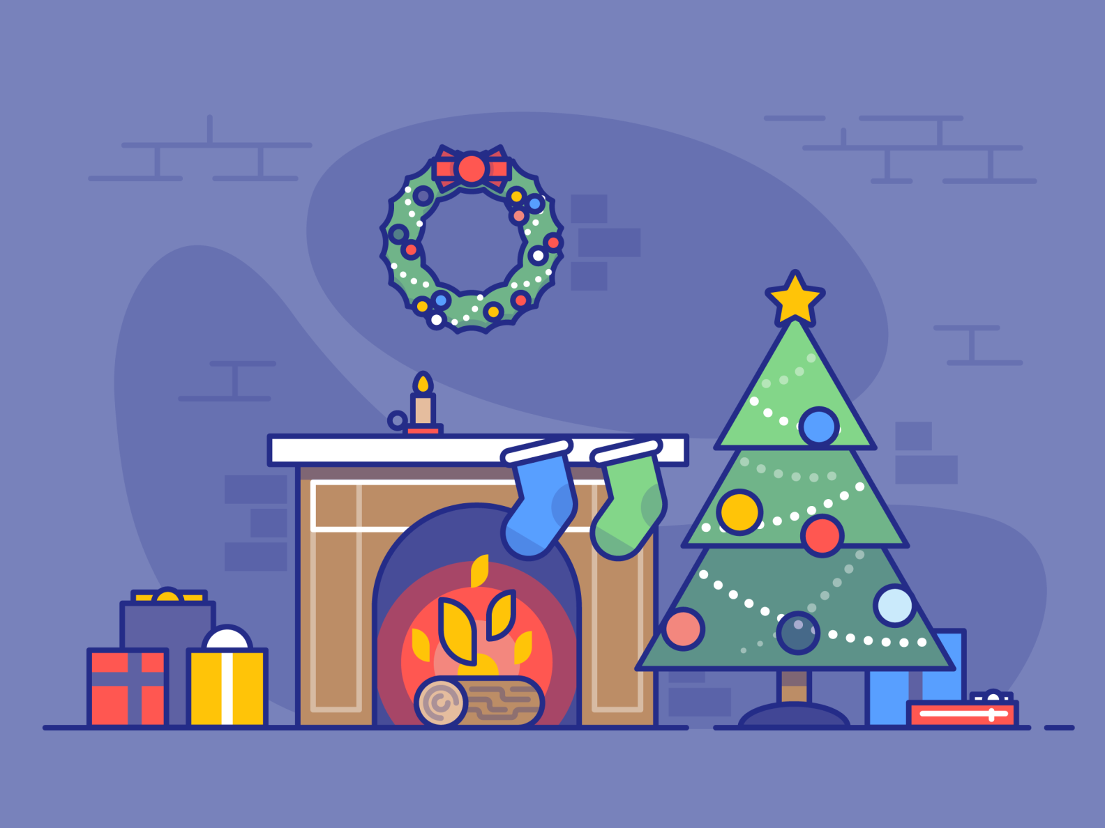 Christmas Fireplace by Laura Reen on Dribbble