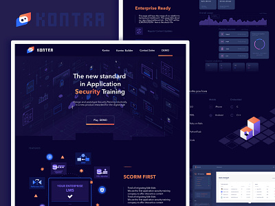 Kontra: Application.security - Landing page app application hacker kontra landing learn learning protection scrom security web web design website website concept