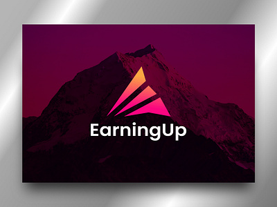 Earning up app business e earning gradient grow icon logo maker masculine modern logo mountain simple startup trend typography