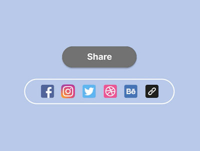 DailyUI 10 - Social Share behance design dribbble facebook instagram logo microinteractions socialmedia socialshare twitter ui ux