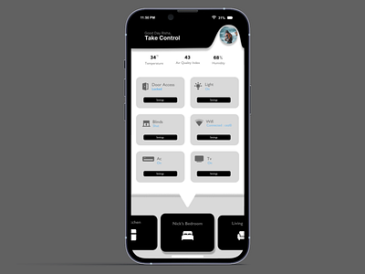 DailyUI 21- Home Monitoring app design futurstic home controls product design smarthome ui ux