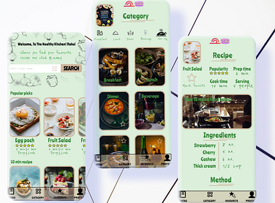 Healthy food recipe mobile UI figmadesign food app minimal mobile app design mobile ui uidesign uiux visual design wireframing