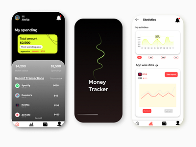 Money Tracker app UI design app design branding figmadesign ui uidesign uiux uiuxdesign visualdesign webdesign