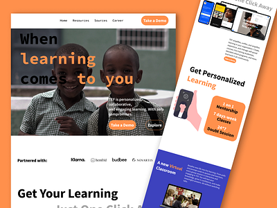 Personalized learning website branding design figmadesign ui uidesign uiux visualdesign webdesign