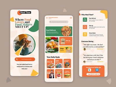 Meal Time: Food App app branding design graphic design illustration ui ux vector