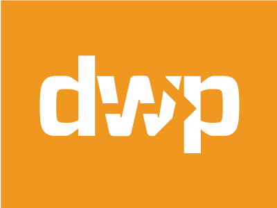 dwp logo arrow logo minimal negative space orange