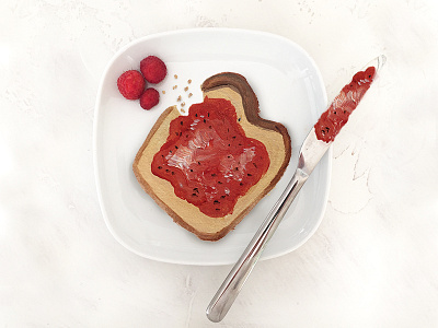 Raspberry jam on toast acrylic jam photography toast