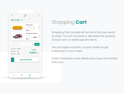 Shopping Cart for an E-Commerce Application application cart design e commerce mobile online shopping ui