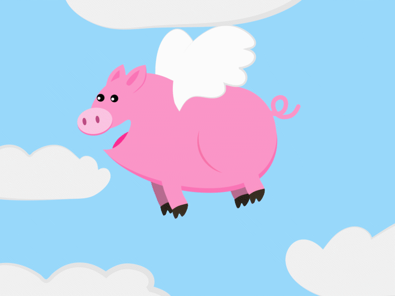 Fly Piggy, Fly! after effects animation cartoon idiom illustrator pig when pigs fly