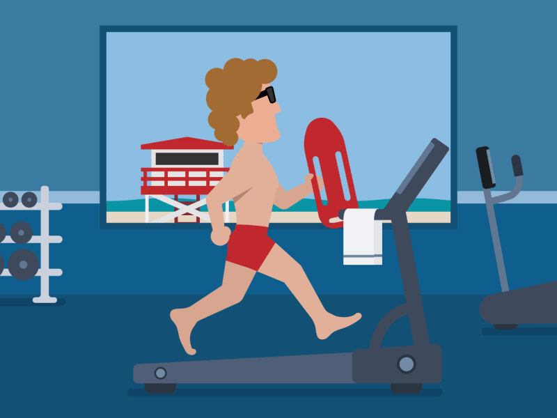 I'll Be Ready after effects animation baywatch beach cartoon gym illustration illustrator lifeguard limber run cycle slow motion