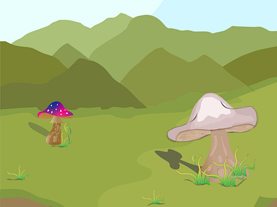 Mushrooms adobe illustrator digital illustration digitalart highhills illustration illustrator landscape mushroom scenery vectordesign work working space