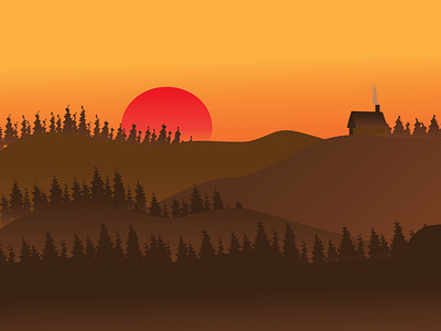 SUNSET adobe illustrator digital illustration digitalart graphic design illustration illustrator landscape mountains sunset sunsetview vector view work working space
