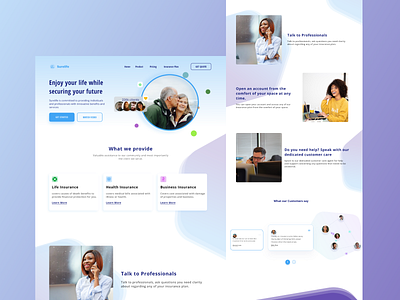 Surelife landing page corporate design insurance landing page ui web