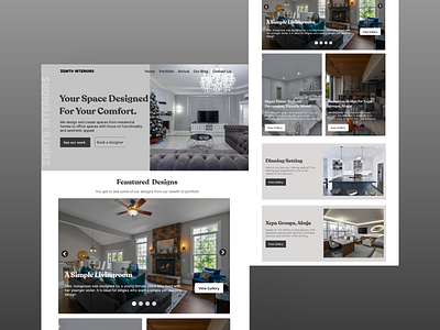 Zenith interiors landing page design fashion hospitality interior design landing page ui web