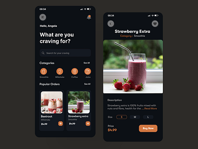 Sweetbuds Ecommerce mobile app coffee design ecommerce milkshake mobile app smoothie ui