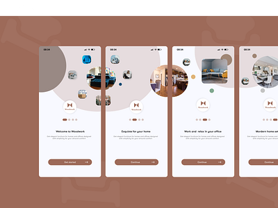Onboarding screen for woodwork furniture company design furniture interior interior decoration mobile app ui ux design visual design