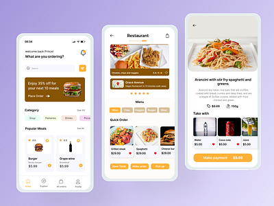 Cravings fast food restaurant mobile app cafeteria delivery design eatery fast food food mobile app ui ui design vector