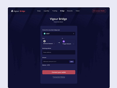 Vigour Bridge - Decentralized Exchange blockchain blockchain bridge branding bridge crypto crypto bridge cryptocurrency design landing page ui ui design web