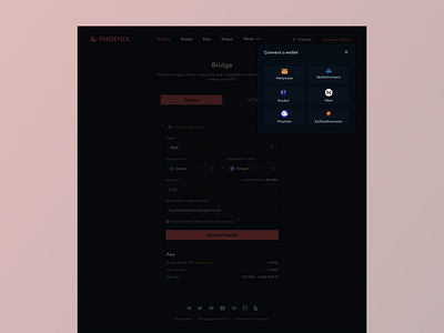 Phoenix bridge - connect a wallet