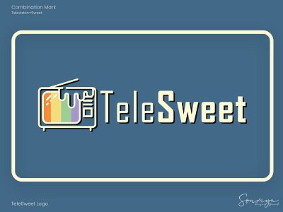TeleSweet branding design flat graphic design illustration logo minimal retro sweet television vector