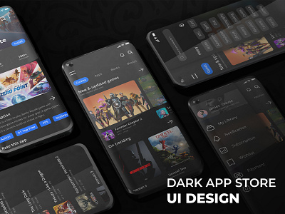 Dark App Store UI Design 3d app store branding dark design flat graphic design ui ux