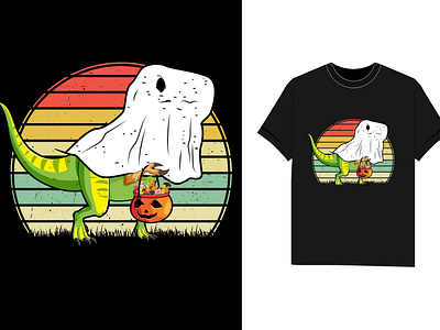 Funny Ghost Dinosaur Dino Moon Candy Halloween T-Shirt candy clothing design custom t shirt design dino funny ghost ghost dinosaur ghost t shirt halloween halloween t shirt halloween vector motiongraphics pod t shirt design print design t shirt t shirt design t shirts tshirt vintage tshirt