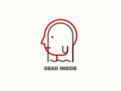 Dead Inside comic dead face ghost. human humor icon illustration