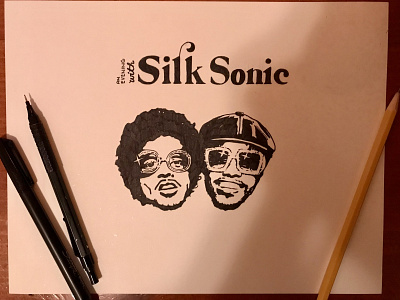 Silk Sonic albumcover anderson.paak brunomars creative design drawing illustration paper pen pencil procreate sharpie silksonic sketch vector
