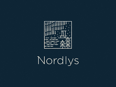 Nordlys abstract branding design hospitality icon identity illustration logo logolounge northern lights stars trees water wisconsin