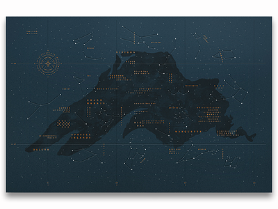 New Studio MPLS Poster: The Lake & Stars blind deboss compass constellations design foil stamp lake lake superior map painted poster stars water