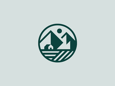 Farm farm geometry identity landscape linework logo mountains rebrand sun