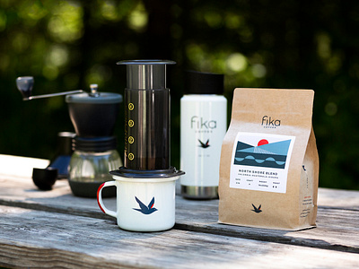 Fika Coffee Packaging bird brand design illustration print