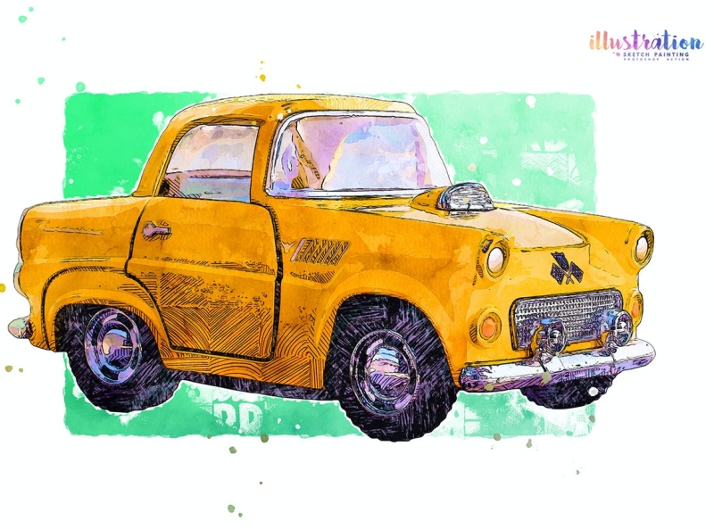 Illustration Sketch Painting Photoshop Action by Graphic Design on Dribbble