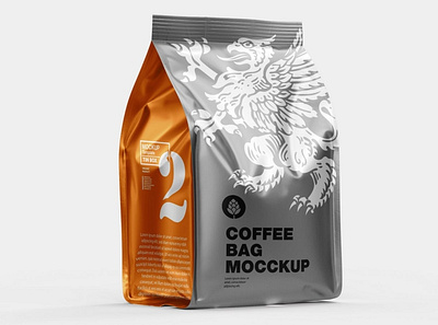 Metallic Paper Coffee Bag Mockup bag coffee colored food grain matte metallic mockup package tea