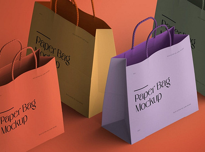 Isometric Paper Bag Mockup bag brand branding commercial corporate gift identity isometric mockup packaging paper print realistic shop store