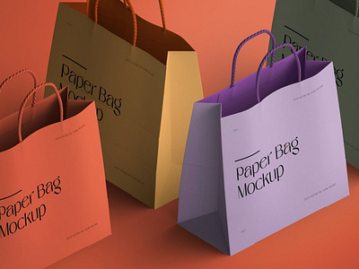 Isometric Paper Bag Mockup bag brand branding commercial corporate gift identity isometric mockup packaging paper print realistic shop store