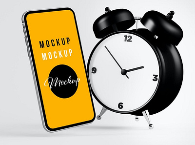 Phone and Clock Mockup abstract clean device display laptop mac macbook mockup phone phone mockup presentation realistic simple smartphone theme ui ux web webpage website