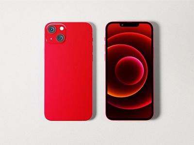Red iPhone 13 Mockup
