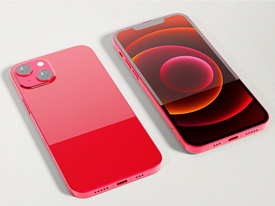 Red iPhone 13 Mockup