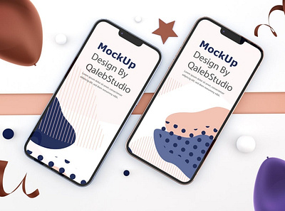 iPhone 13 Celebration Mockups abstract apple celebration clean device display ios iphone iphone 13 mockup phone phone mockup presentation realistic simple smartphone theme ui ux web